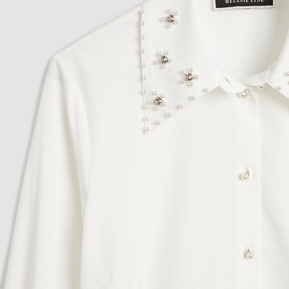 Melanie Lyne Pearl Embellished Button-Up Shirt - Picture 5 of 6